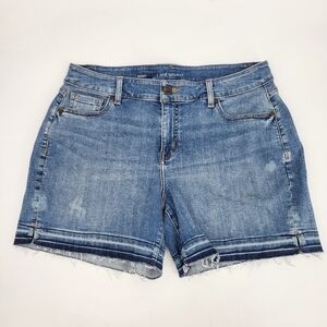 Lane Bryant Blue Jean Shorts Raw Hem Distressed Denim Size 14